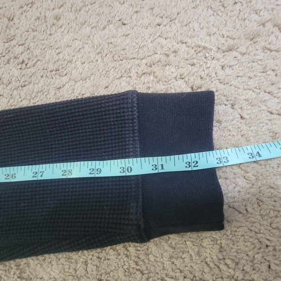 L.L. Bean Mens LT Tall Waffle Knit Tharmal Long Sleeve Henley Top Shirt Black - Picture 8 of 11